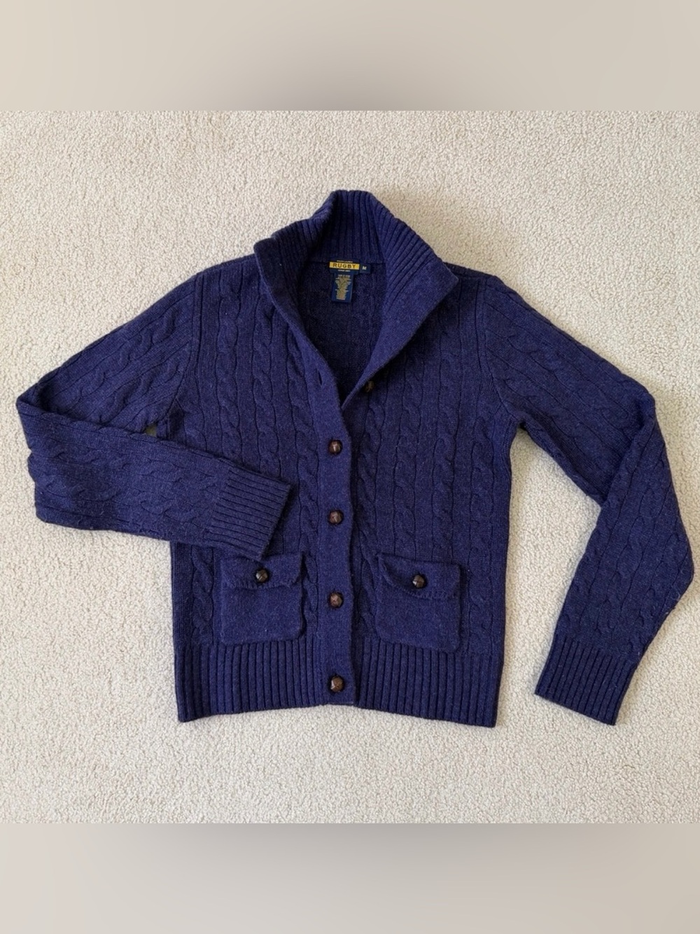 Vintage Rugby Ralph Lauren Purple Cable Knit Cardigan